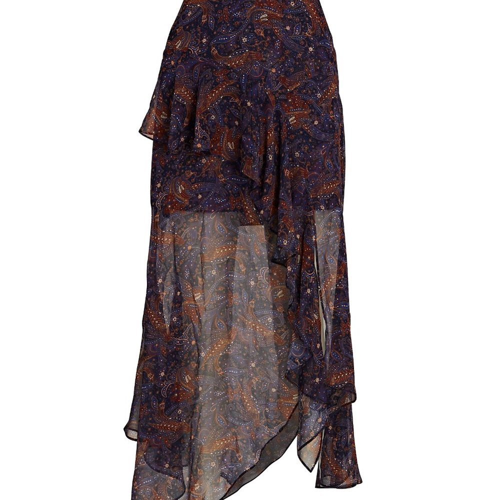 Veronica Beard Trixie Asymmetrical Paisley Chiffon Skirt